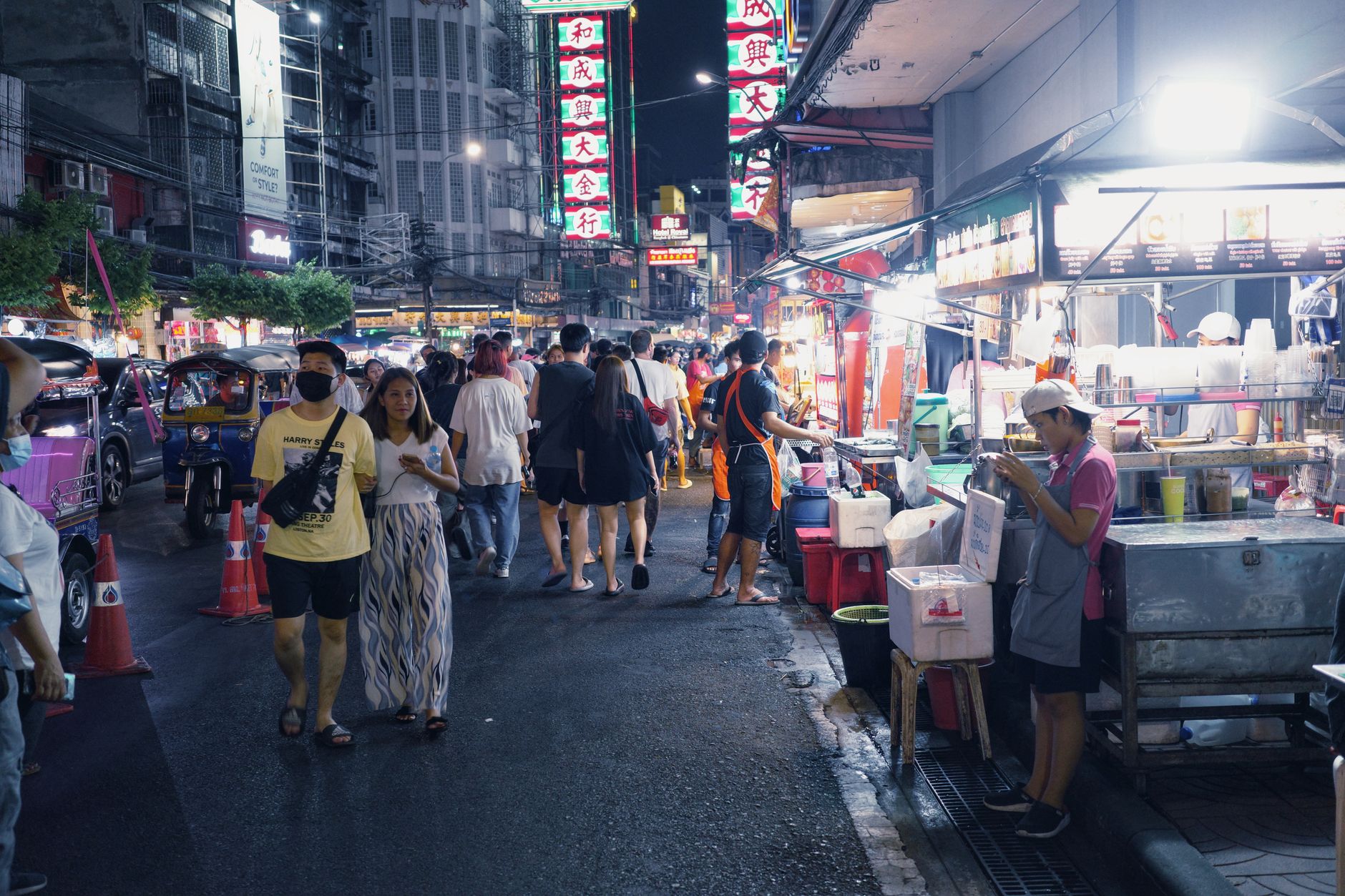 bangkok street food stall evening
