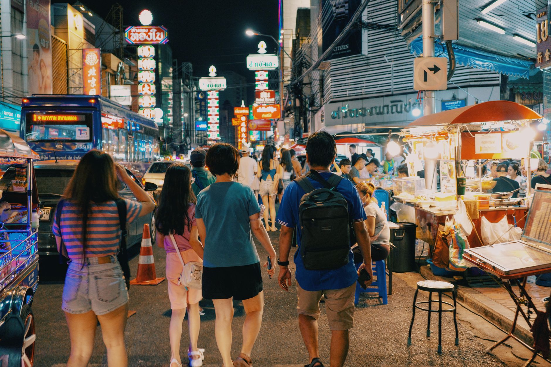 Bangkok street food stall evening