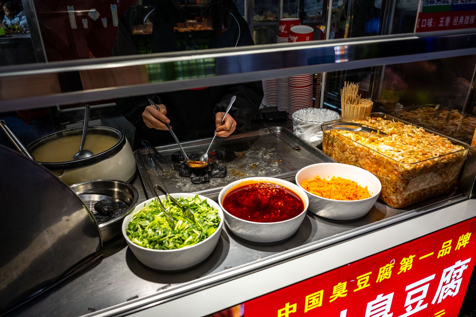 vegan thai noodle soup tofu market stall